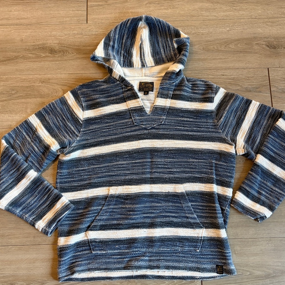 Lucky Brand Baja Surfer, Hippy, Coastal Prep Striped Hoodie Pullover Men's L